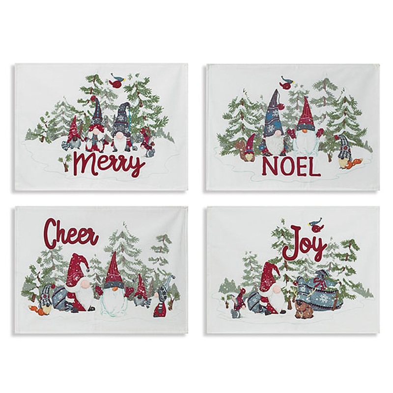 Gerson Company Set of 4 18 Fabric Gnome Design Placemats