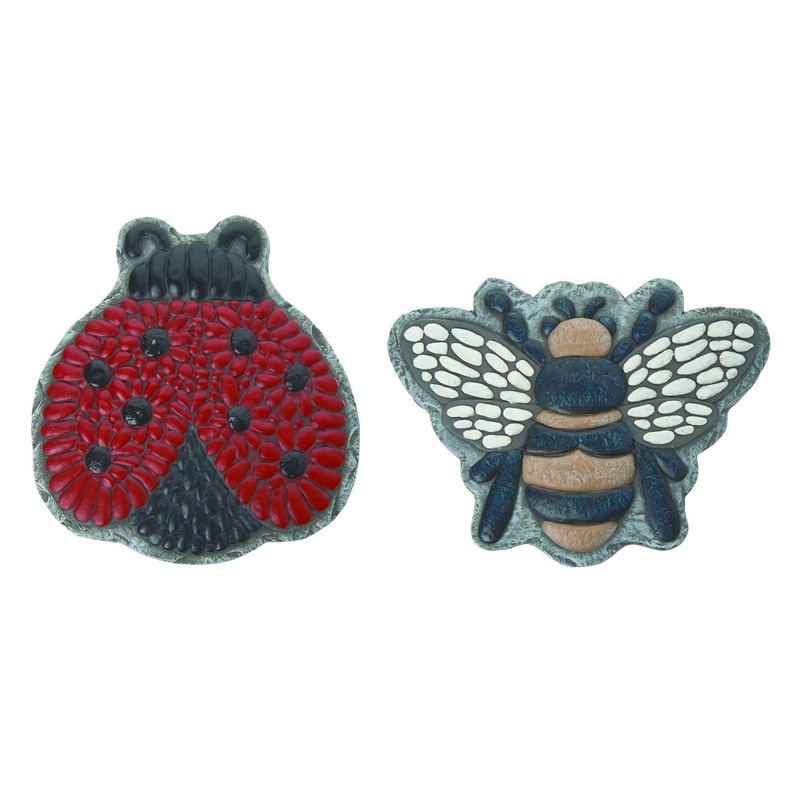 Transpac Cement Bee & Ladybug Garden Stone, Set Of 2, Assortment