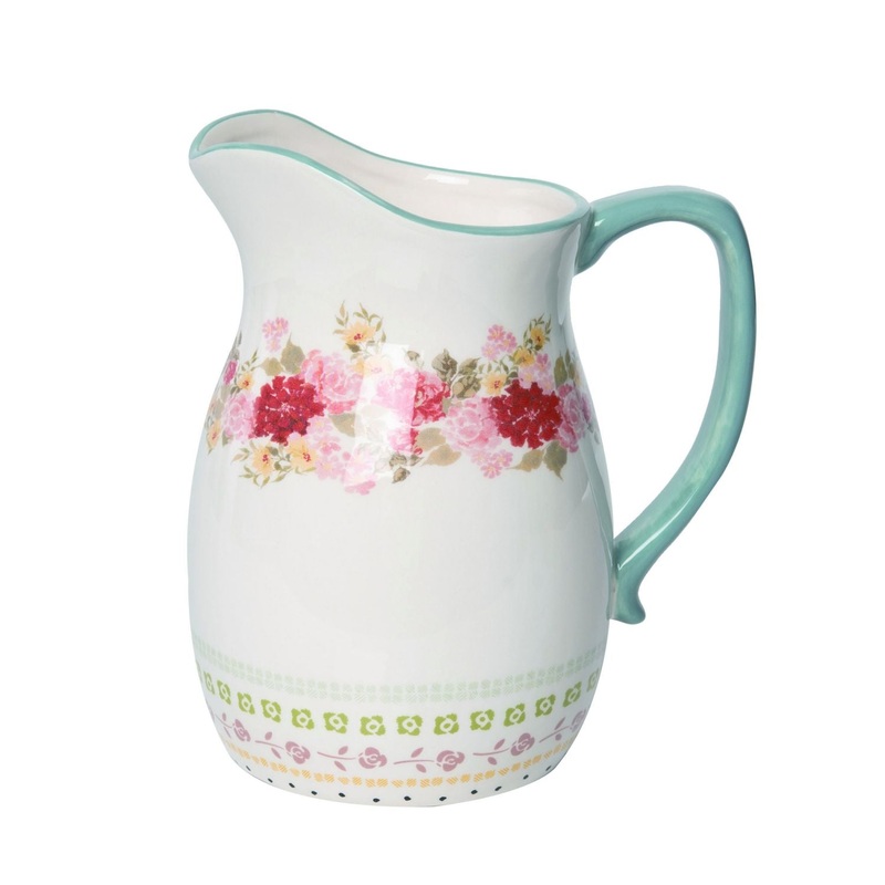 Transpac Dolomite Cottage Floral Pitcher