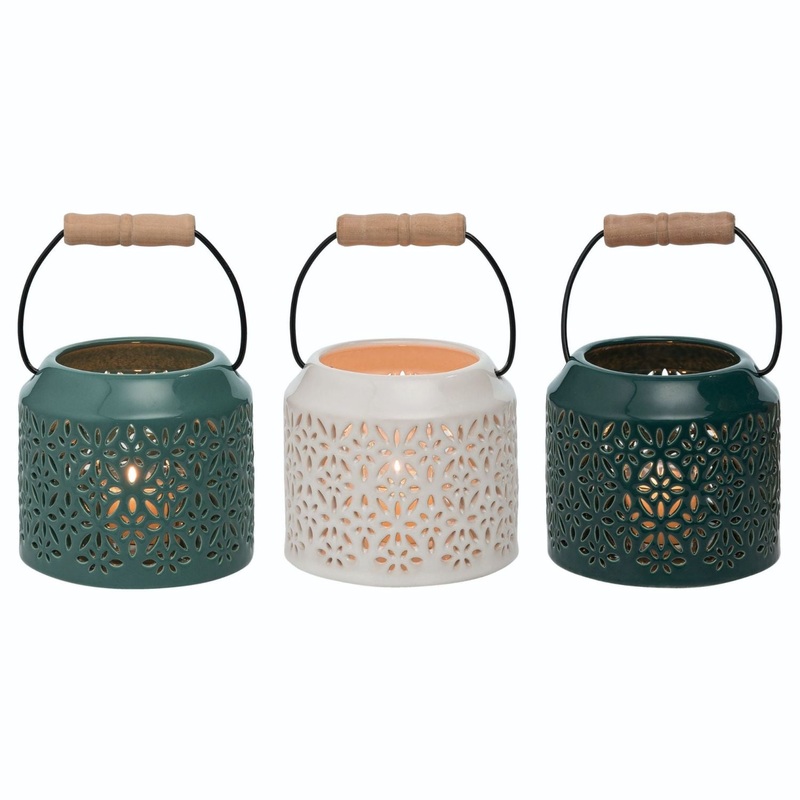 Transpac Dolomite Cut Through Coastal Lantern, Set Of 3, Assortment