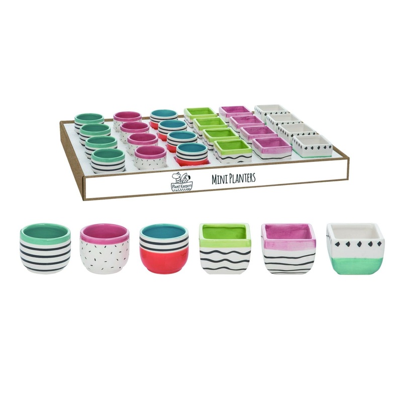 Transpac Dolomite Mini Patterned Planters With Display,  Set Of 24