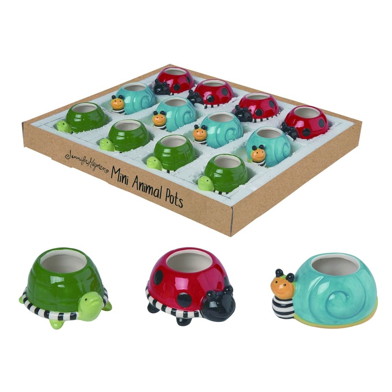 Transpac Dolomite Plant Keepers In Display, Set Of 12