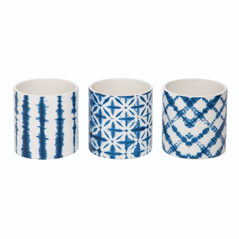 Transpac Dolomite Shibori Planters, Set Of 3, Assortment