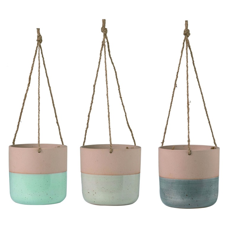 Transpac Dolomite Two-Tone Hanging Planter, Set Of 3, Assortment