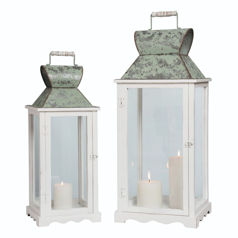 Transpac Glass Cottage Lanterns, Set Of 2