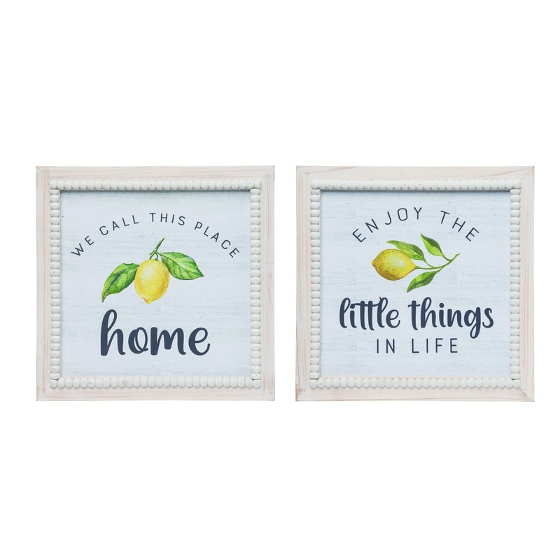Transpac MDF Beaded Lemon Wall Decor, Set Of 2, Assortment
