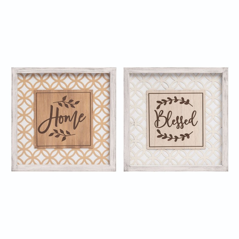 Transpac MDF Blessed/Home Sign, Set Of 2, Assortment