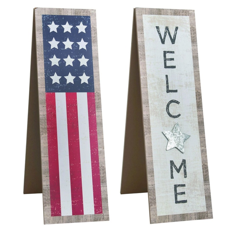 Transpac MDF Easel Welcome/American Flag Porch Decor