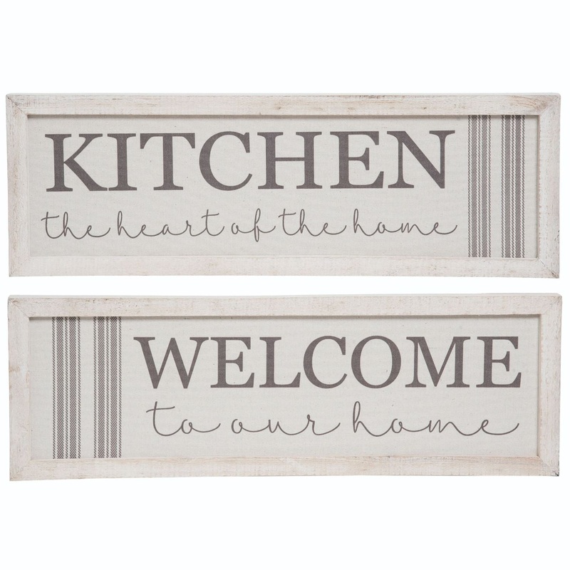 Transpac MDF Framed Fabric Sign, Set Of 2, Assortment