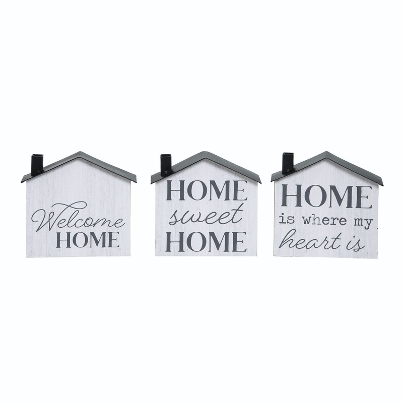 Transpac MDF House Block Decor, Set Of 3, Assortment
