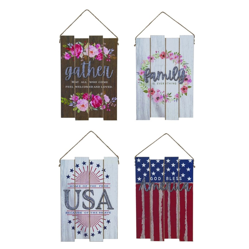 Transpac MDF Reversible Slat Decor, Set Of 2, Assortment