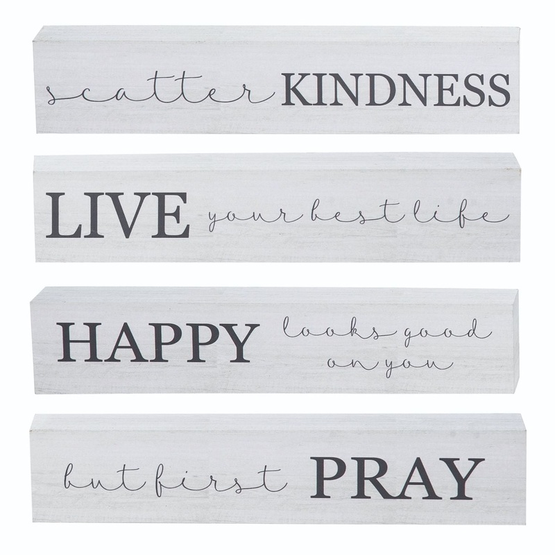Transpac MDF Words Of Encouragement Block, Set Of 4, Assortment