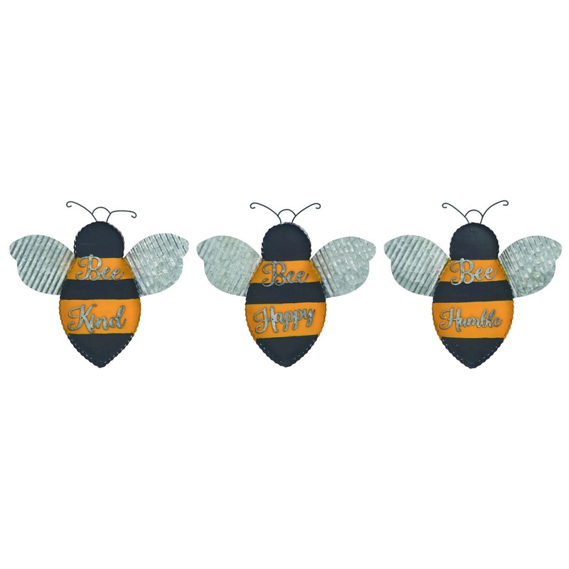 Transpac Metal Bee Decor, Set Of 3, Assortment