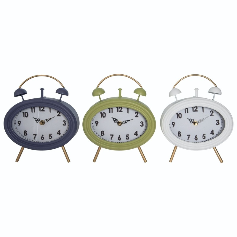 Transpac Metal Bright Desk Clock, Set Of 3, Assortment