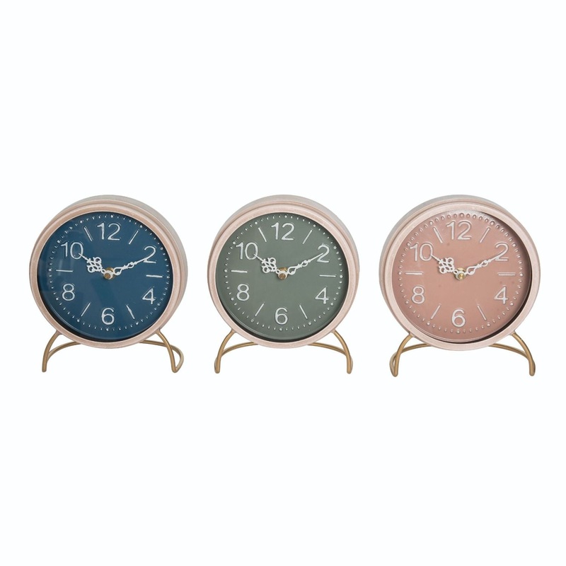 Transpac Metal Desk Clock, Set Of 3, Assortment