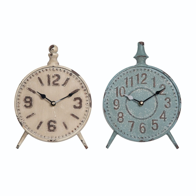 Transpac Metal Distressed Clock, Set Of 2, Assortment