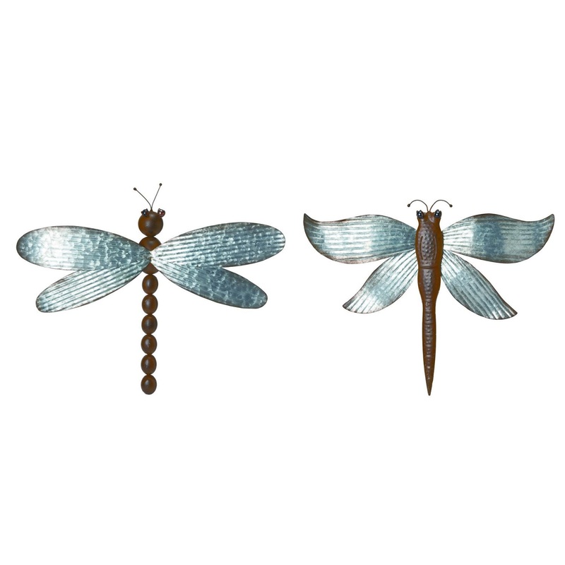 Transpac Metal Dragonfly Wall Decor, Set Of 2, Assortment