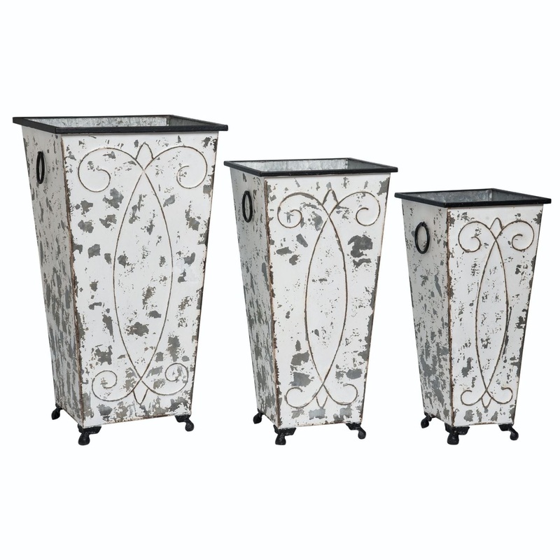 Transpac Metal Fancy Planters With Drainage Hole, Set Of 3