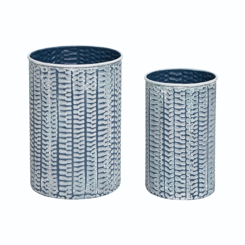 Transpac Metal Patterned Container, Set Of 2