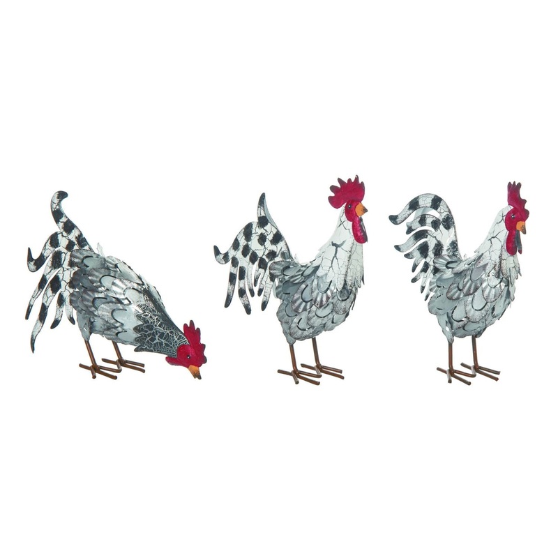 Transpac Metal Rooster Decor, Set Of 3, Assortment