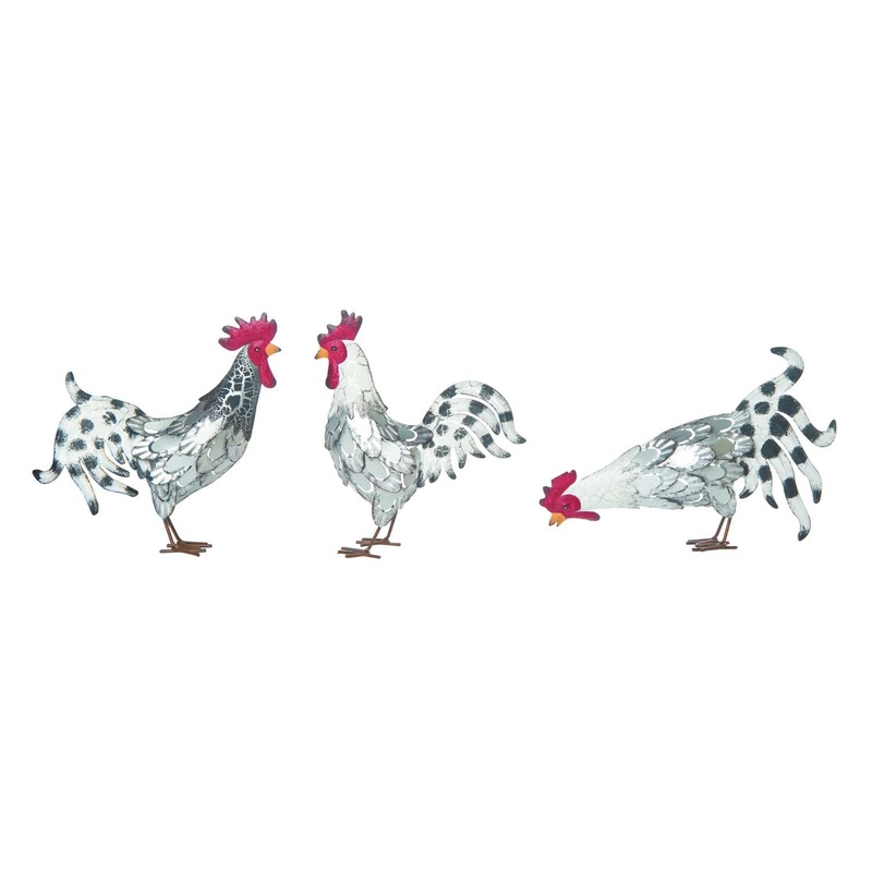 Transpac Metal Rooster Wall Decor, Set Of 3, Assortment
