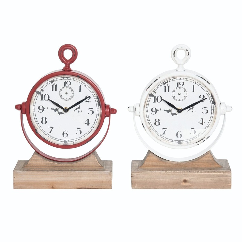 Transpac Metal Rustic Clock, Set Of 2, Assortment