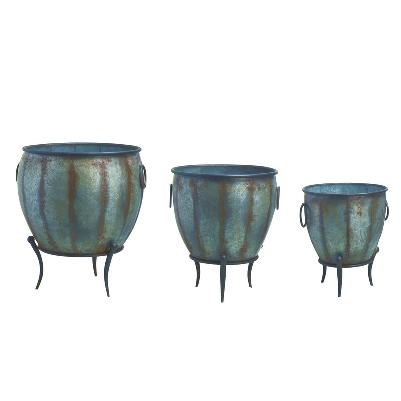 Transpac Metal Standing Containers, Set Of 3