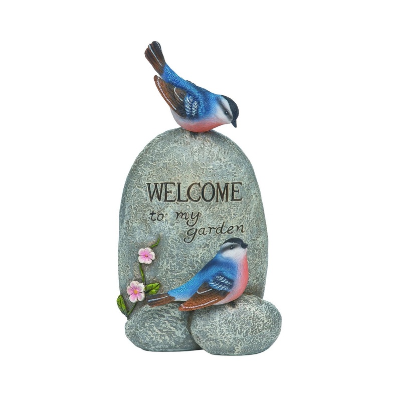 Transpac Resin Bird On Garden Stone Decor