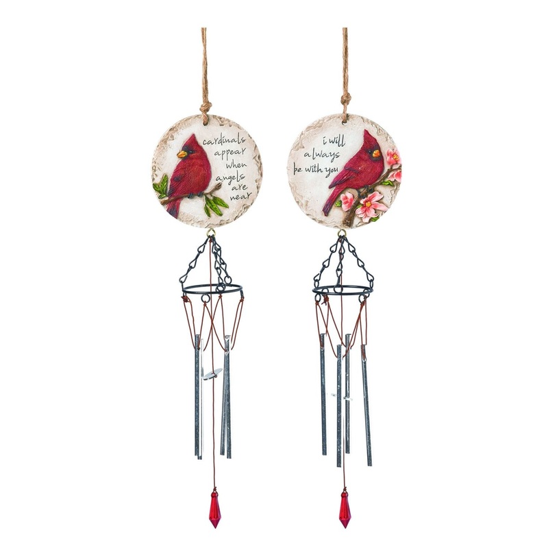 Transpac Resin Cardinal Memorial Wind Chime, Set Of 2, Assortment