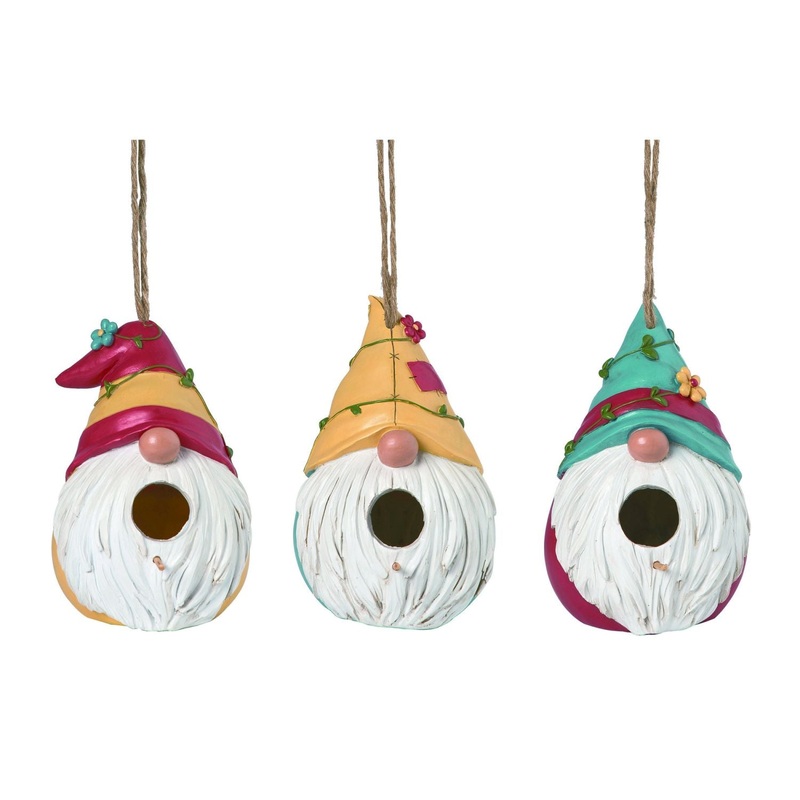 Transpac Resin Gnome Beard Birdhouse, Set Of 3, Assortment