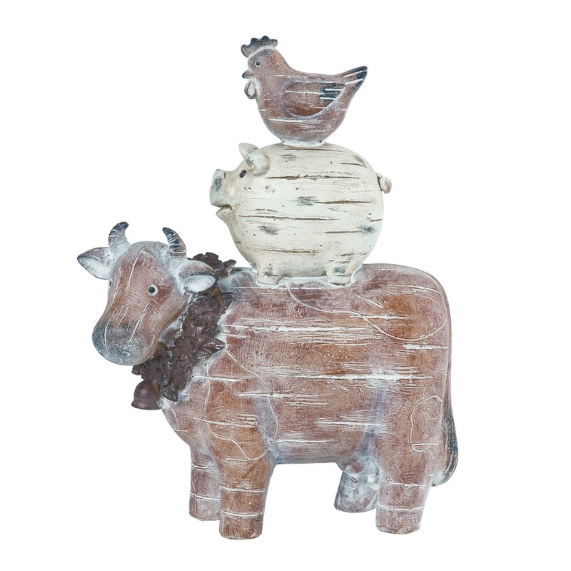 Transpac Resin Rustic Farm Animal Stack Decor
