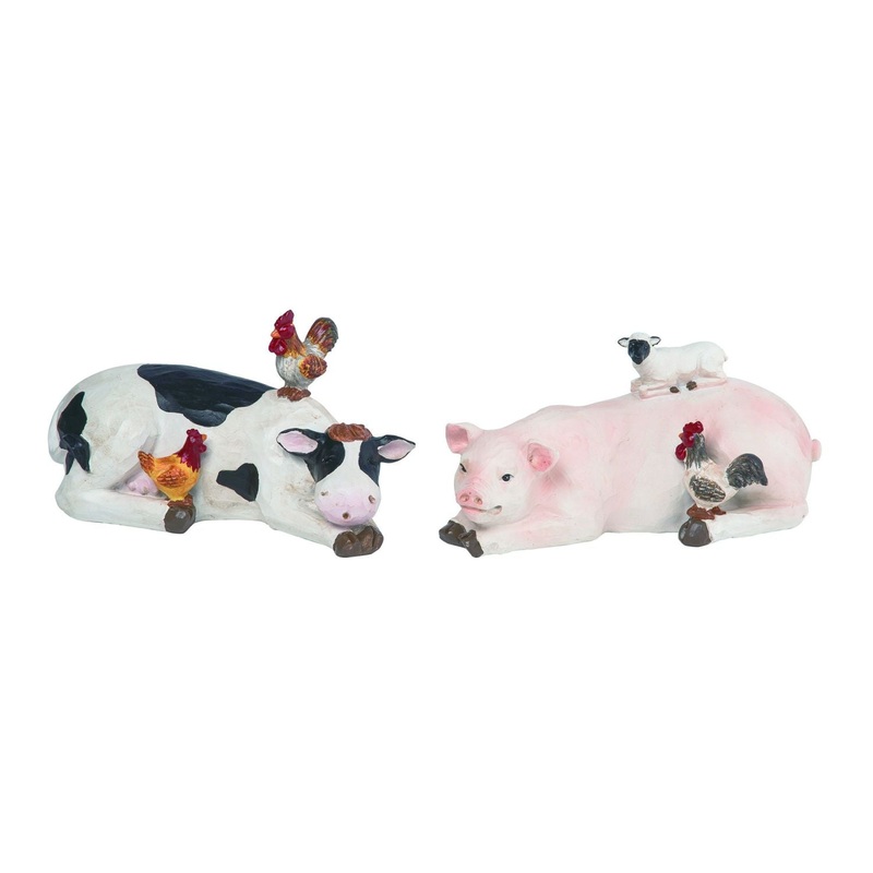 Transpac Resin Sleepy Farm Animal & Friends Figurine, Set Of 2, Assortment
