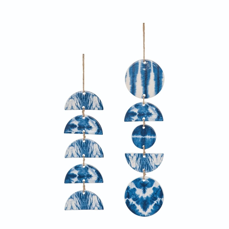 Transpac Short Dolomite Shibori Wall Hanging, Set Of 2, Assortment
