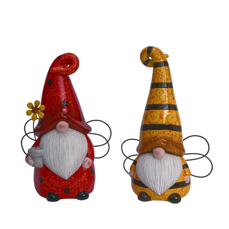 Transpac Terra Cotta Bee & Bug Gnome Decor, Set Of 2, Assortment