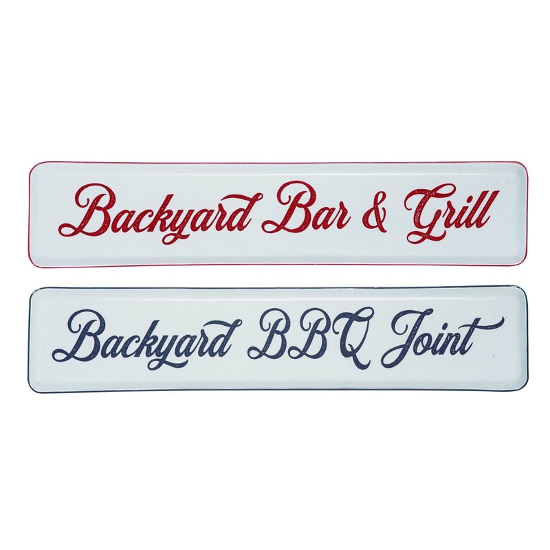 Transpac Tin Backyard Bbq Sign, Set Of 2, Assortment