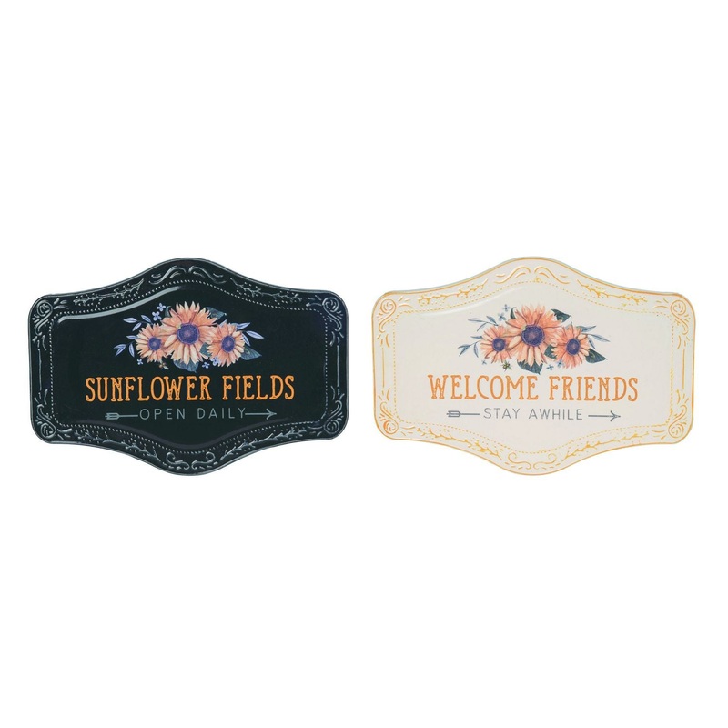 Transpac Tin Sunflower Sign, Set Of 2, Assortment