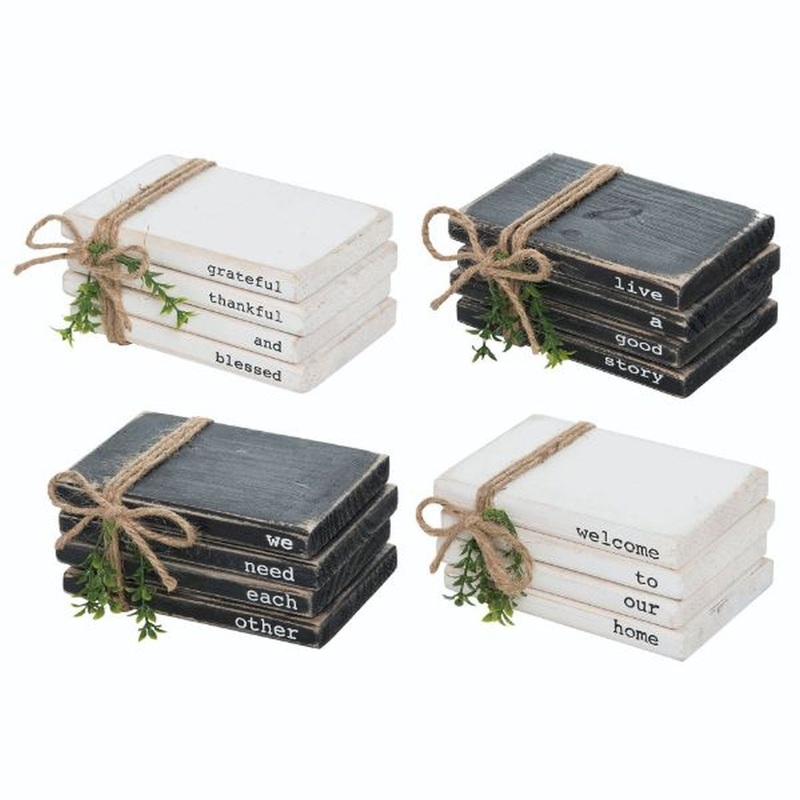 Transpac Wood Book Stack, Set Of 4, Assortment