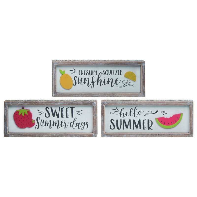 Transpac Wood Dimensional Fruit Decor, Set Of 3, Assortment