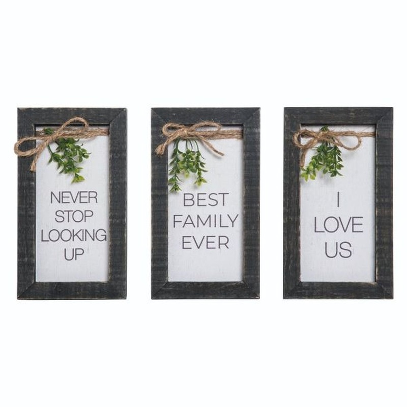 Transpac Wood Framed Easel Back Sign, Set Of 3, Assortment