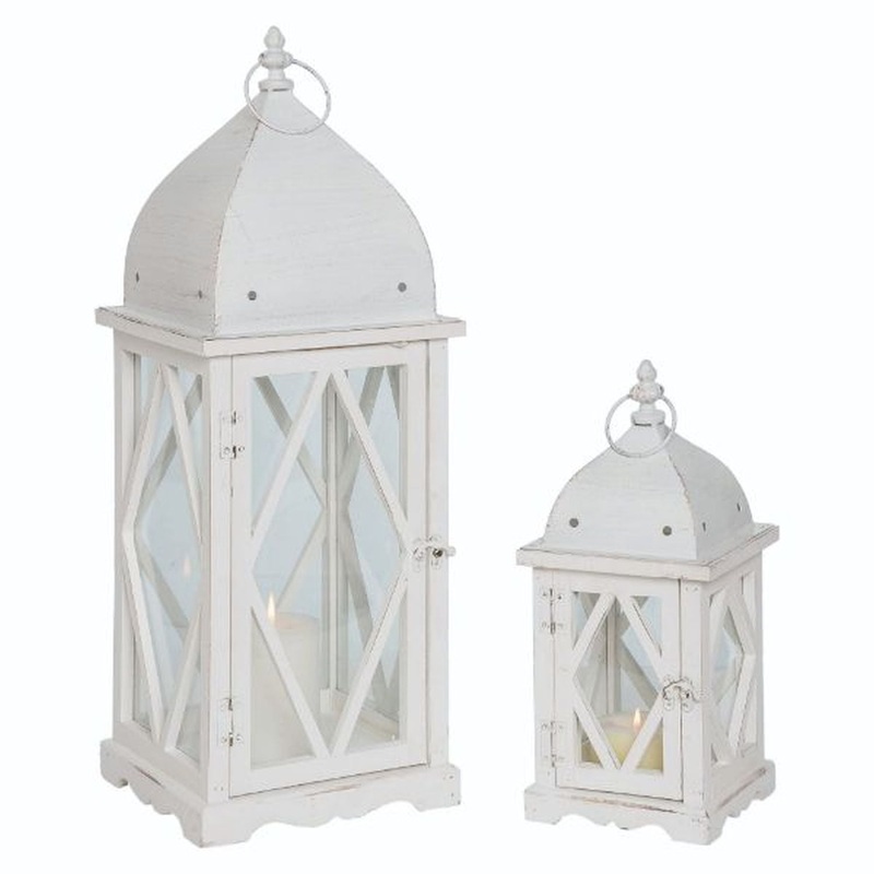 Transpac Wood Lanterns, Set Of 2