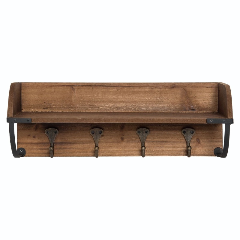 Transpac Wood Shelf With Hook Wall Decor