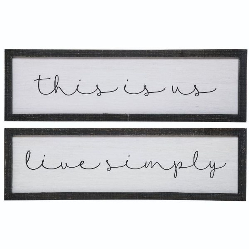 Transpac Wood Simple Script Decor, Set Of 2, Assortment
