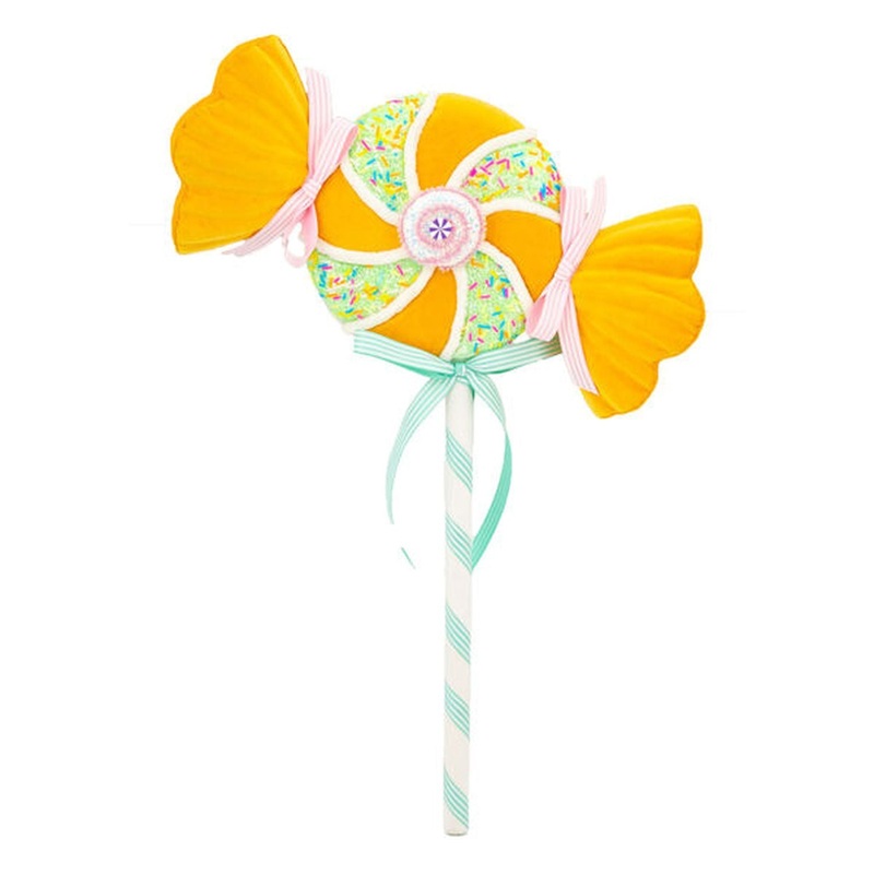 December Diamonds Candy Land 22 Yellow Swirl Candy Wrapper Pick Figurine