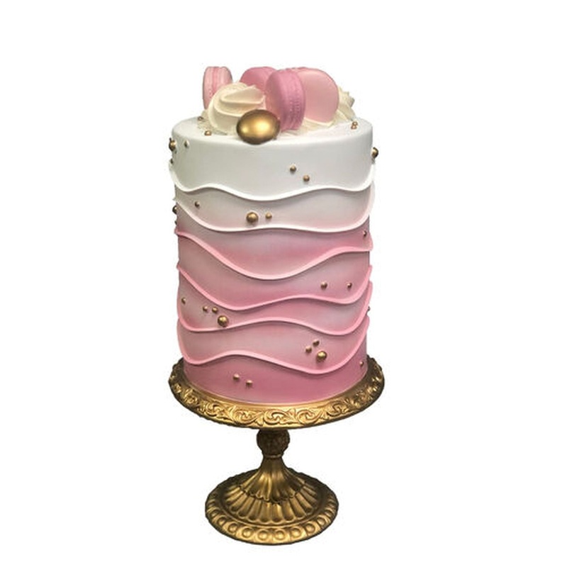 December Diamonds Spring Confections 20 Pink Cake With Macaron On Gold Pedestal