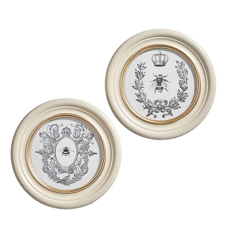 Raz Imports 2023 Paris Apartment 9 Parisian Bee Round Framed Print, Asst of 2