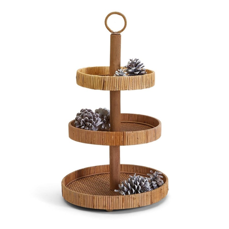 Two’s Company 3 Tiered Hand-Crafted Rattan Centerpiece