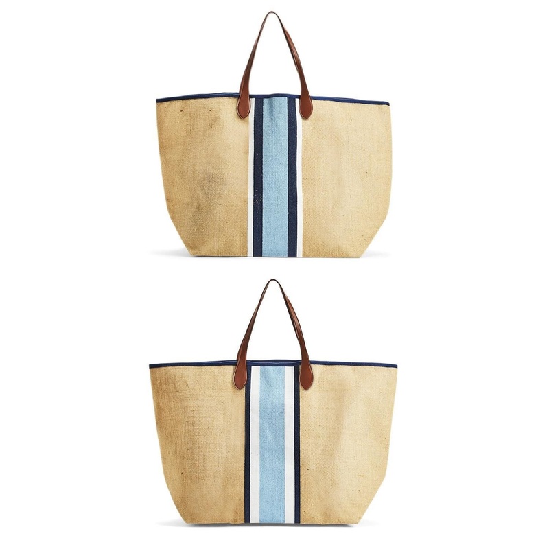 Two’s Company Santorini Jute Tote Assortment of 2 Stripe Patterns