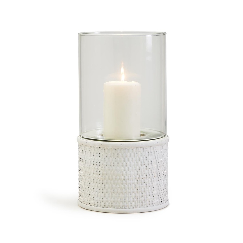 Two’s Company White Rattan Base Hurricane, 14