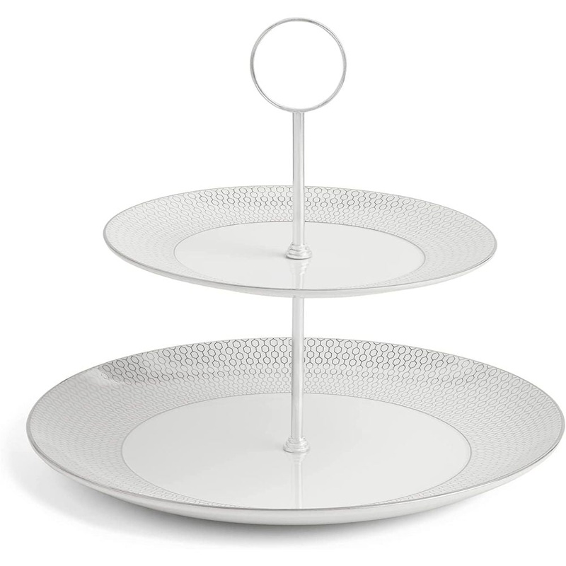 Wedgwood Gio Platinum 2 Tier Cake Stand