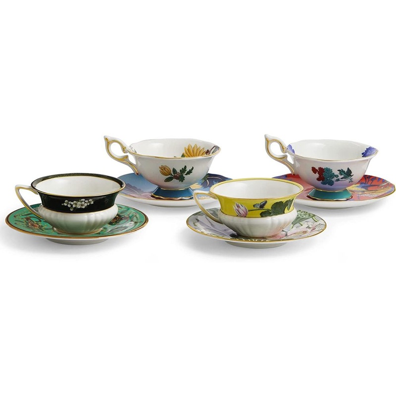 Wedgwood Wonderlust Teacups & Saucers Set Of 4
